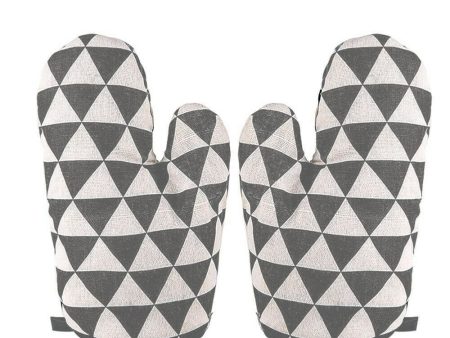 Cotton Oven Mitts ,Pot Holders Heat Resistant Cooking Gloves |  Grey Pattern Online Sale