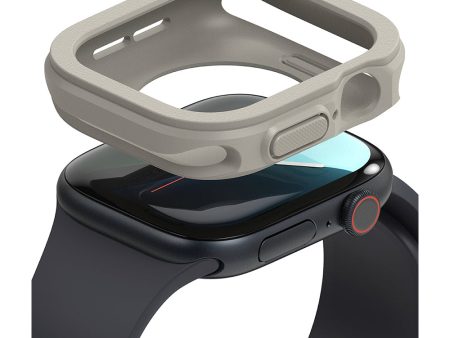 Air Sports For Apple Watch 10 46mm Case | Thin Soft Flexible Rugged TPU Raised Bezel Frame Cover - Warm Gray Fashion