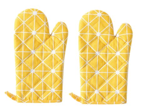 Cotton Oven Mitts ,Pot Holders Heat Resistant Cooking Gloves |  Yellow Pattern Online Sale