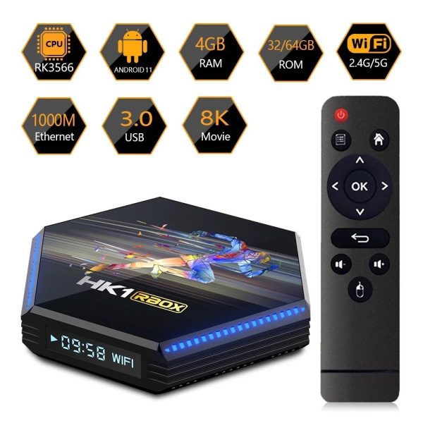 HK1 RBOX R2 Mini Smart Android Tv Box [4GB  32GB] Android 11.0, 4K TV Receiver Media Player Smart TV BOX Android Set Top Box -Black Cheap