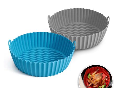 Silicone Air Fryer Liner 8.5inch [Pack of 2] Round Size from 3.5Ltr to 6.5 Ltr Air fryer Oven Accessories | Blue Grey Hot on Sale