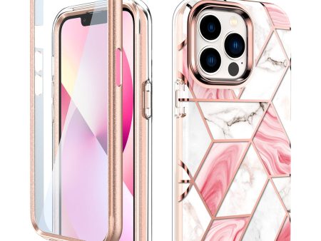 Apple iPhone 13 Pro Max Case | Marble Shockproof Bumper Stylish Slim Phone Cases | Pink Marble Cheap