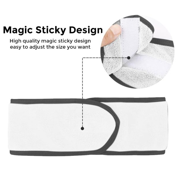 Facial Spa Headband, Ultra Soft Microfiber Adjustable Face Wash Headband Reusable Cloth Stretch Towel - Black & White Hot on Sale