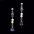 Vintage Amethyst & Seed Pearl Drop Earrings For Discount