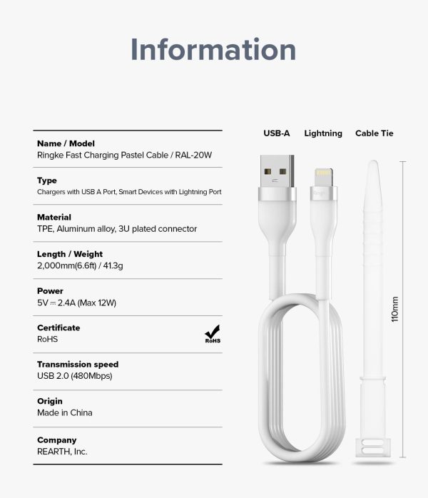 Fast Charging Pastel Cable | USB Type A to Lightning |  2m  Purple For Discount