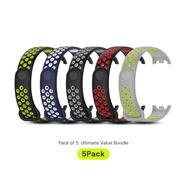 [Pack of 5] Silicone Strap For Xiaomi Mi Band 8 -Soft Silicone Skin-Friendly Wrist Strap Air-Hole Replacement Wristband Accessories Online now