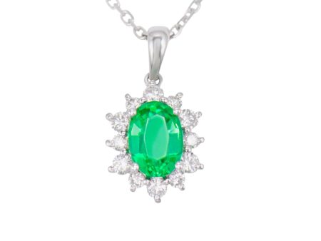 Lab-Grown Diamond 0.27ct and Lab-Grown Emerald 0.83ct Pendant & Chain For Discount