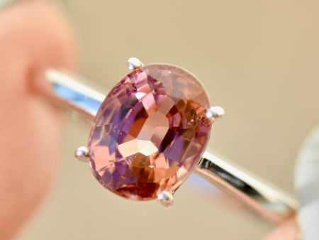 Orangey Pink Tourmaline 9ct White Gold Solitaire Ring (2.32cts) Online Sale