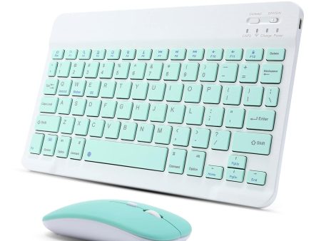 Ultra-Slim Rechargeable Portable Bluetooth Keyboard and Mouse Comb for Android Windows Tablet Cell Phone iPhone - Light Blue Discount