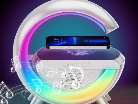 Wireless Charging Speaker | G Shape Light Up Night Light Touch Lamp - White Online Hot Sale