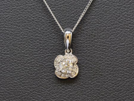 Diamond Cluster Flower 9CT White Gold Pendant and Necklace Set Online