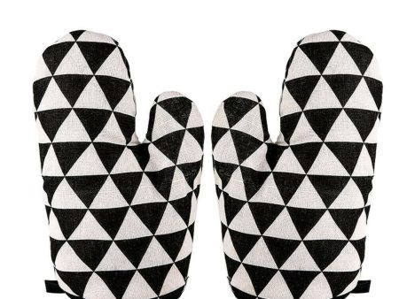 Cotton Oven Mitts ,Pot Holders Heat Resistant Cooking Gloves |  Black Pattern Discount