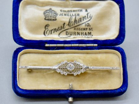 Edwardian Ryrie Old European Cut Diamond Platinum Brooch (0.62ct) Online Hot Sale