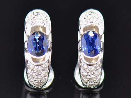 Blue Sapphire & Diamond Clip-on Earrings (1.73cts) Discount