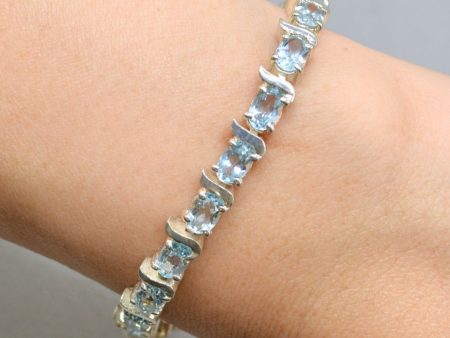 Sky Blue Topaz Tennis Bracelet in Sterling Silver UK Hallmarked (12 carats) Supply