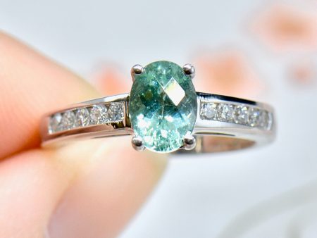 18CT White Gold Paraiba Tourmaline & Diamond Engagement Ring For Discount