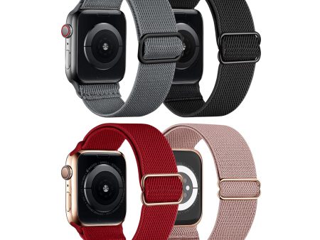 [Pack of 4] Stretchy Nylon Sport Bands For Apple Watch Band 42mm 44mm 45mm 49mm Women Men Cheap