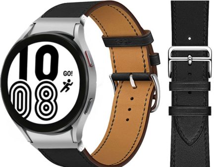 Samsung Galaxy Watch 4 40mm 44mm Classic Galaxy Watch 3 41mm  | No Gaps Leather Watch Band | Black on Sale