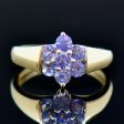 9CT Yellow Gold Tanzanite Flower Floral Cluster Ring Sale