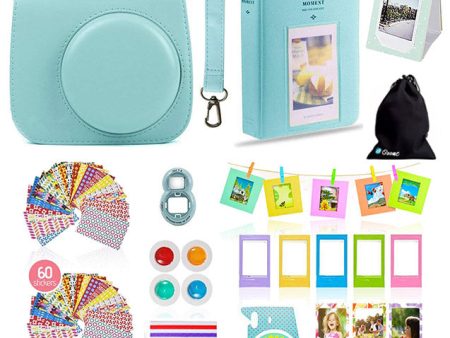 12 Item Accessories Bundle Kit for Fujifilm Instax Mini 8, 8+, Mini 9 Camera ICE BLUE For Cheap