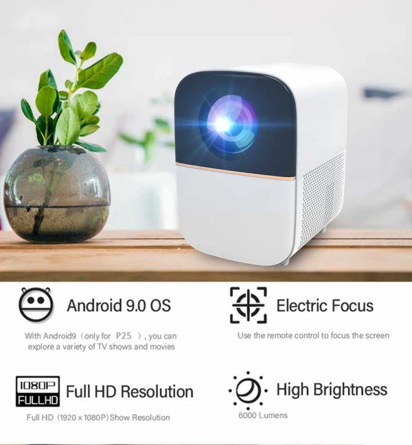 Smart Android Projector 250ANSI Lumens | |1080P Portable Outdoor Movie Projector 4K Supported For Cheap