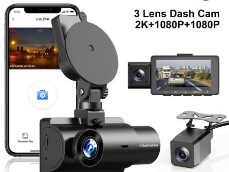 XGODY Q18 Triple | Lens Dash Cam | 2K Front + Dual 1080P Rear, 24-Hour Monitoring, Night Vision Fashion