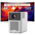 Smart Android Projector With 150 Inch Projector Screen 700ANSI Lumens Auto Focus & Auto Keystone Sale