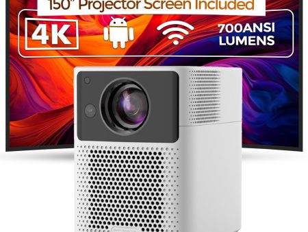 Smart Android Projector With 150 Inch Projector Screen 700ANSI Lumens Auto Focus & Auto Keystone Sale