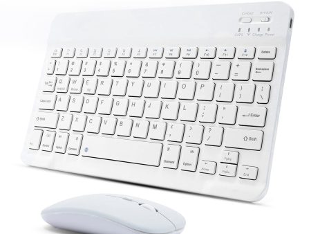 Ultra-Slim Rechargeable Portable Bluetooth Keyboard and Mouse Comb for Android Windows Tablet Cell Phone iPhone - White Sale