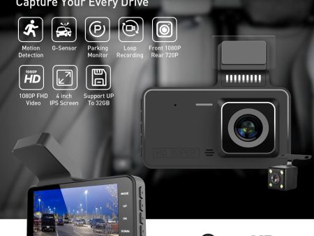 XGODY 4   Camera Dash Cams For Cars With Backup Camera, Night Vision 1080P Video Recorder Fashion