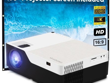 Full HD LED Projector 1080, 5500 Lumens Mobile Mirroring Via HDMI Cable, Office Presentation or Home Theater Included 150  Projection Screen Online Sale