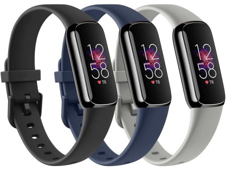 3 Pack Sport Bands For Fitbit Luxe Bands -Black  Blue Beige Hot on Sale