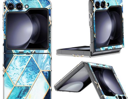 O Ozone - Case for Samsung Galaxy Z Flip 5 Full-Body Smooth Gloss Finish Marble Shockproof Bumper Stylish Cover (Blue) Cheap