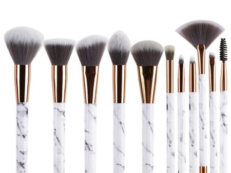 11-Piece Marble Makeup Brush Set with Synthetic Hair Multicolour Cheap