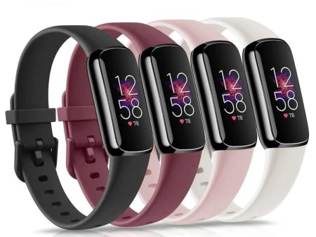 4 Pack Sport Bands For Fitbit Luxe Bands -Pink  Red Black White Fashion