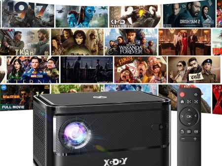 XGODY A40 Mini Portable Home LED Projector, Auto Focus, Native 1080P WiFi Bluetooth Projector 4k Support Cheap