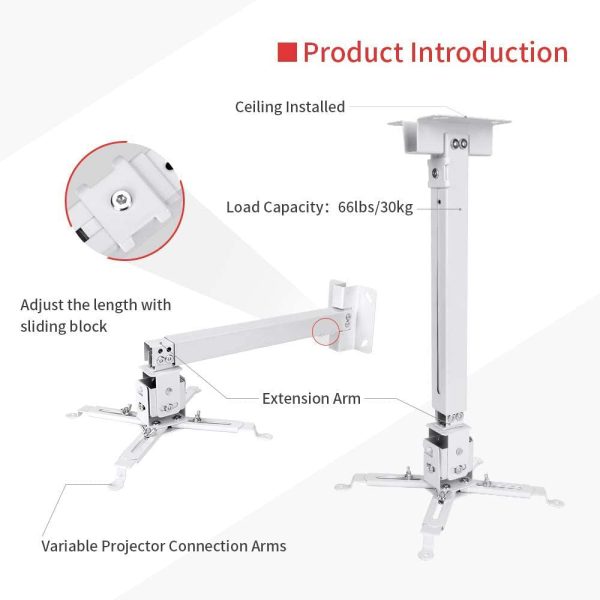 Projector Ceiling Mount for LCD   DLP Adjustable Height Projector Wall Mount Stand [Expandable Size 5  -24  ] Online