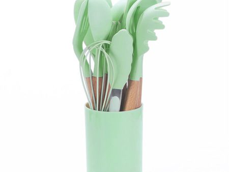 11 Pieces Silicone Wooden Kitchen Set [ Cooking Set   Baking Set ] Green Discount