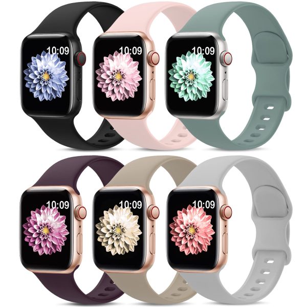 [6 Pack] Sport Bands For Apple Watch Band 42mm 44mm 45mm 49mm - Multi 2 Online Sale