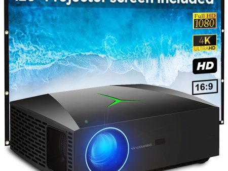 Android Projector 4K LED [Screen Up to 300   ] 4200 Lumens 3D WiFi Full HD 1080p [2GB 16GB] Mobile Mirroring Projector Included 120  Projection Screen on Sale