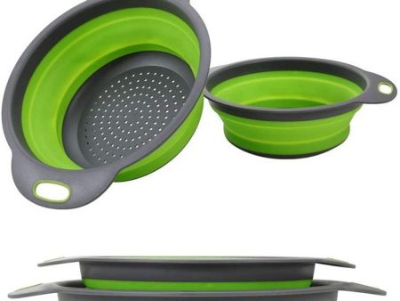 2 in 1 Foldable Silicone Kitchen Strainer [ Rice Strainer,Pasta Strainer,Vegetable Strainer,Fruits Strainer ] - Green Online